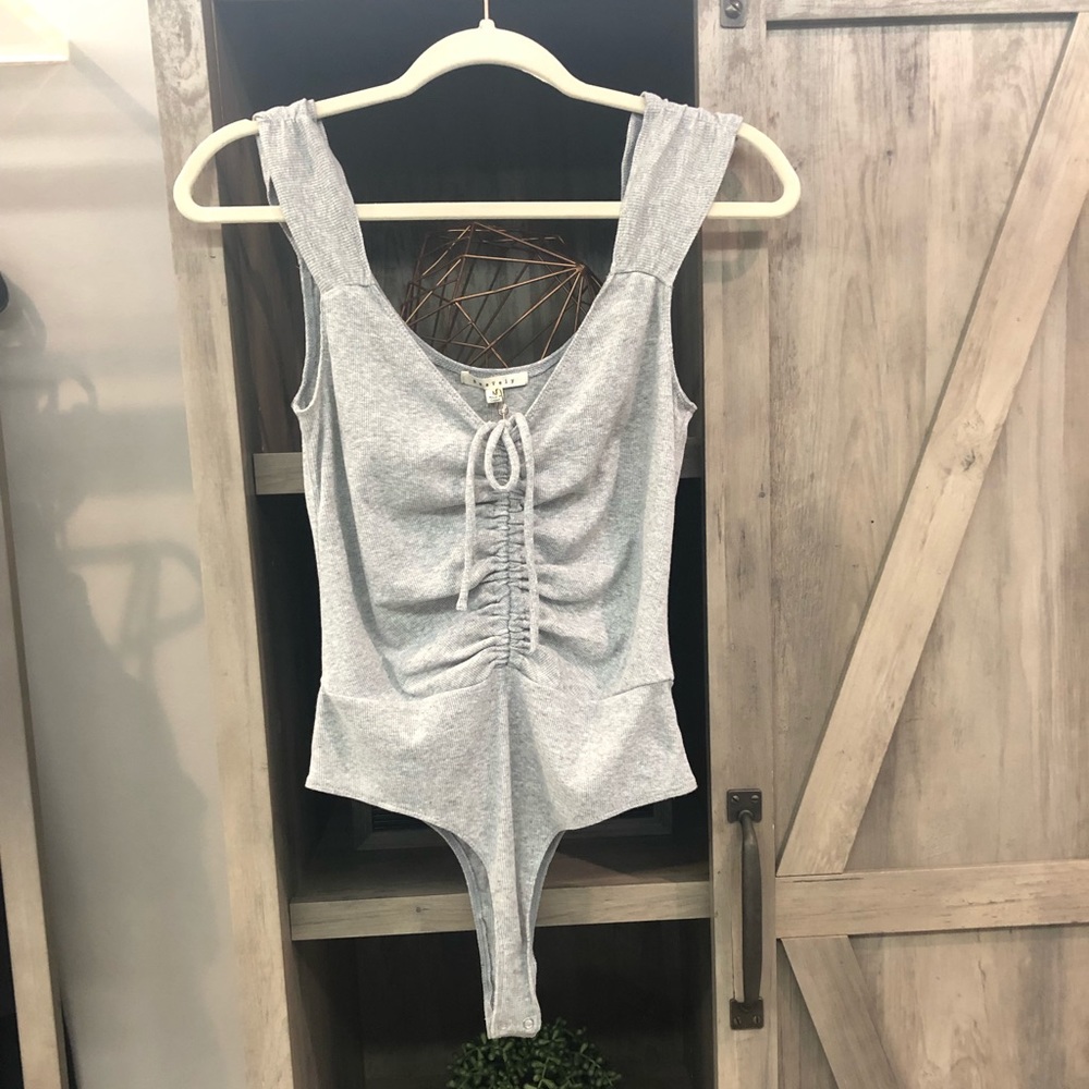 Gray Lace Up Bodysuit